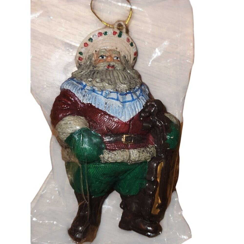 Vintage‎ Lucie Sable Imports Christmas Ornament Santa Violin -New